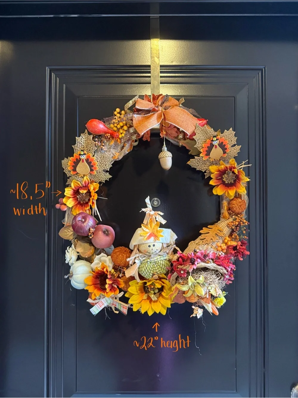 Cute Fall Thanksgiving Wreath 22” + Two Wreath Storage Bags
